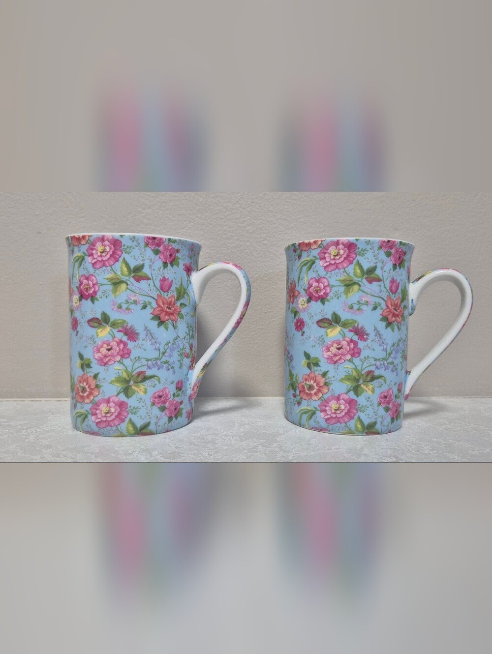 Set of 2 Floral Bone China Mugs - Abbott collection